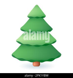 3d cartoon style fir or Christmas tree icon Stock Vector