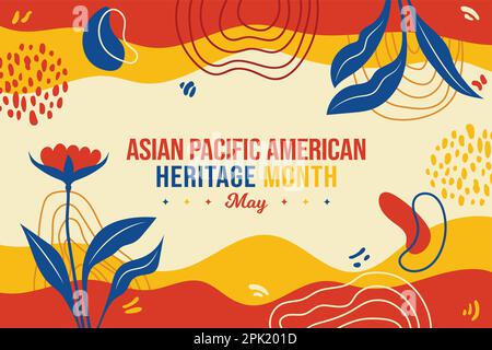 Asian American and Pacific Islander Heritage Month Memphis concept Background. May Awareness Celebration Horizontal banner vector illustration graphic Stock Vector