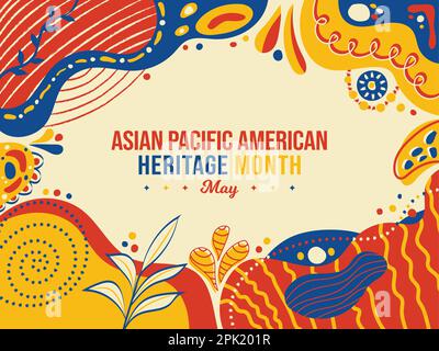 Asian American and Pacific Islander Heritage Month Memphis concept Background. May Awareness Celebration Horizontal banner vector illustration graphic Stock Vector