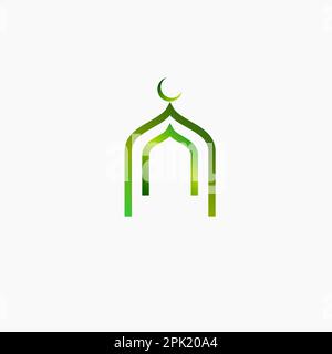 Mosque bagde logo vector icon symbol illustration. islamic ornament style design with gradient. suitable for ramadan poster, Eid Mubarak greeting card Stock Vector