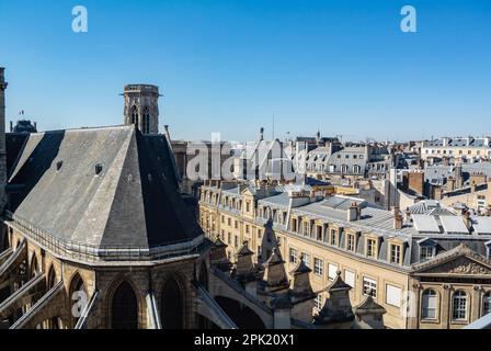 Paris, France, An aerial view on Saint-Germain l'Auxerrois church that is a Roman cathilic church in gothic style Stock Photo