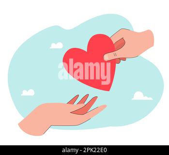 Hand of man giving love gift and support for woman Stock Vector