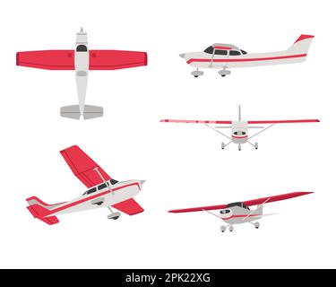 Front, side, top, bottom views of plane vector illustrations set Stock Vector