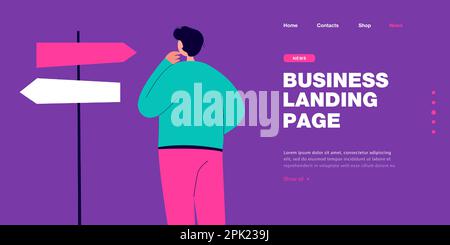 Man choosing direction of path way on road Stock Vector