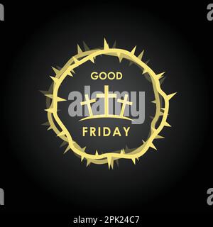 crown of thorns with cross good friday, happy good friday, vector background illustration Stock Vector