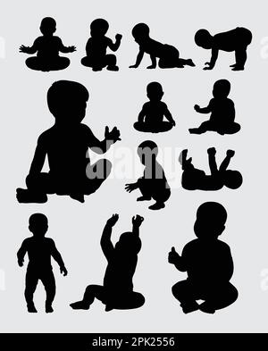 Baby activity silhouettes Stock Vector