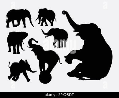 Elephant animal silhouettes Stock Vector