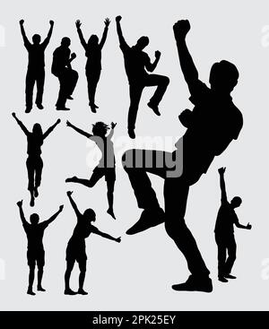 Happy people male and female silhouettes Stock Vector