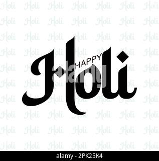 Hand brush lettering composition of Happy Holi on white background, background vector illustration Stock Vector
