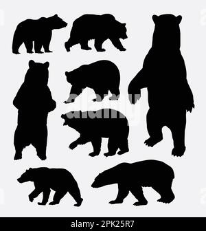 Bear wild animal silhouettes Stock Vector