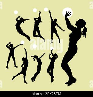 Volleyball sport silhouettes Stock Vector