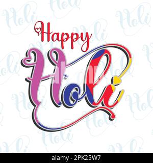 Holi Festival with colorful calligraphy. Indian Festival Of Holi, background vector illustration Stock Vector