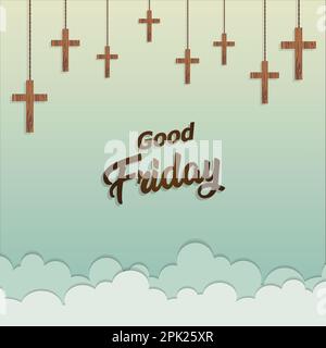 hanging crosses background for good friday, happy good friday, vector background illustration Stock Vector