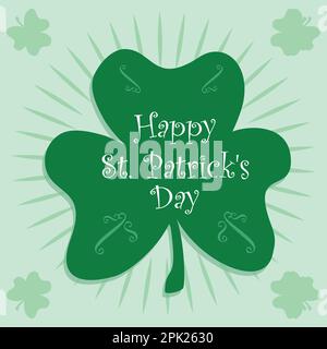 happy St. Patrick's Day. Retro Style Emblems leaf clover, modern background vector illustration Stock Vector