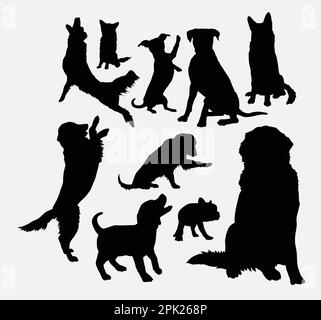 Dog and puppy animal silhouettes Stock Vector