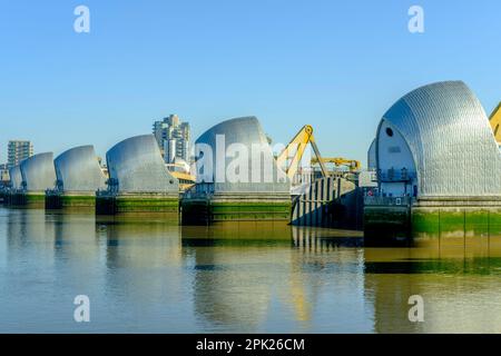 The Thames Barrier on the River Thames, London, England, United Kingdom Stock Photo