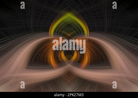 An abstract pattern, a blend of orange and green lines on a background. Stock Photo