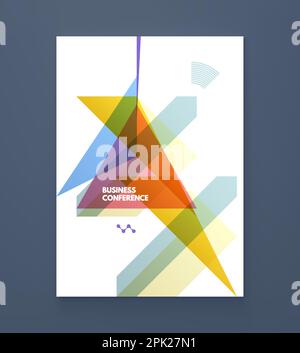 Art composition of flat colorful vector shapes. Abstract transparency geometrical background. Cover design template for presentation, corporate cover Stock Vector