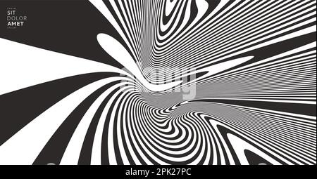 Psychedelic pattern with melting and distorting lines. The geometric background by stripes. 3d vector illustration for brochure, annual report, magazi Stock Vector