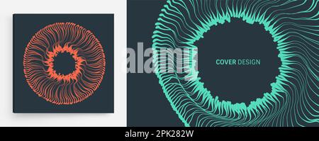 Magic portal hole made from many curved strips. Abstract energy vortex teleport. Virtual reality cyberspace. Design for banner, flyer, poster, cover o Stock Vector