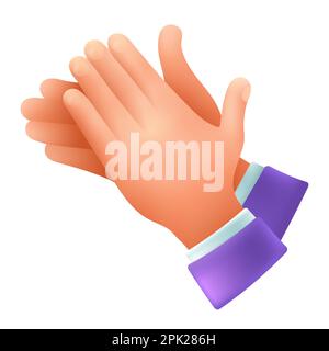 Rubbing or clapping hands gesture 3d cartoon style icon Stock Vector