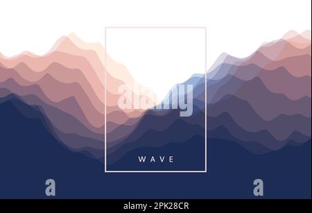 Abstract ocean seascape. Sea surface. Severe storm at sea. Big waves. Nature background. Sunrise. Cover design template. 3d vector illustration for ba Stock Vector
