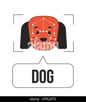 Dog image detection linear flat color vector icon Stock Vector