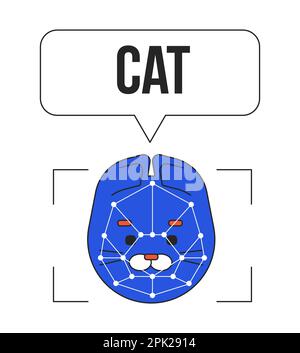 Cat image processing linear flat color vector icon Stock Vector