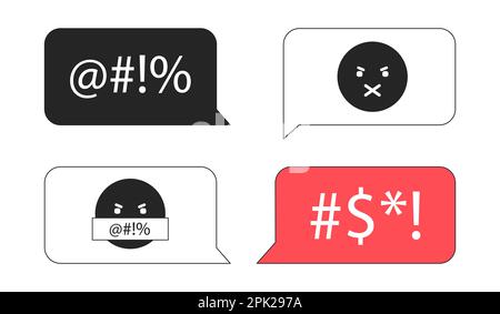 Swear bad words censored in speech bubbles flat vector elements pack Stock Vector