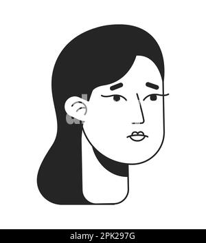 Dejected woman monochromatic flat vector character head Stock Vector