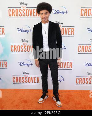 Los Angeles, USA. 04th Apr, 2023. Joshua Caleb Johnson arrives at the Disney  Original Series' THE CROSSOVER Premiere held at the Hollywood Athletic Club in Los Angeles, CA on Tuesday, ?April 4, 2023. (Photo By Sthanlee B. Mirador/Sipa USA) Credit: Sipa USA/Alamy Live News Stock Photo