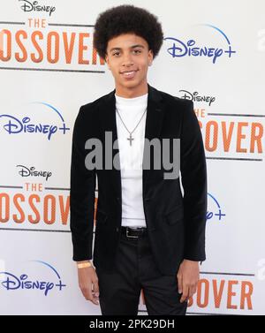 Joshua Caleb Johnson arrives at the Disney+ Original Series' THE CROSSOVER Premiere held at the Hollywood Athletic Club in Los Angeles, CA on Tuesday, ?April 4, 2023. (Photo By Sthanlee B. Mirador/Sipa USA) Stock Photo