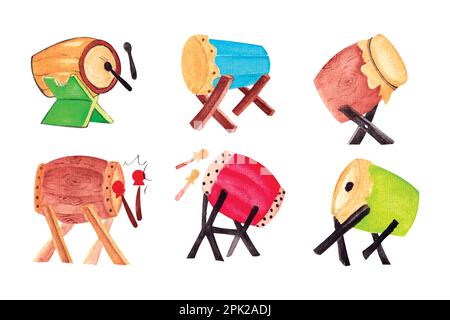 Hand drawn drum eid al-fitr, hand drawn watercolor vector illustration for greeting card or invitation design Stock Vector
