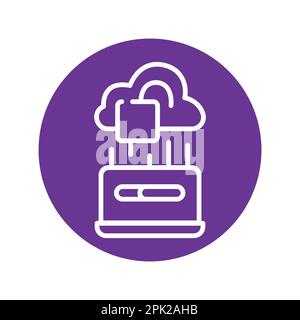 Cloud hacking olor line icon. Pictogram for web page. Stock Vector