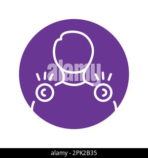 Pain in the neck and shoulders olor line icon. Pictogram for web page. Stock Vector