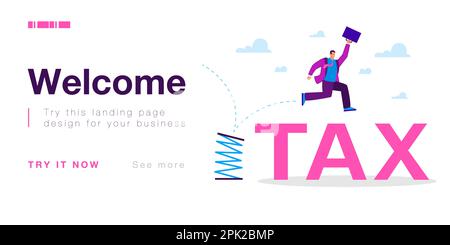 High jump of businessman reducing tax burden Stock Vector