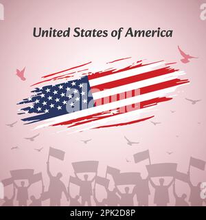 USA National Day Celebration Design. Perfect for Independence Day, Memorial Day, Flag Day. Vector Illustration for Social Media Posts, Banners, Cards. Stock Vector