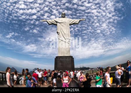 Rio de Janeiro, Brazil – March 09, 2013 :  Jesus Christ the Redeemer statue, Corcovado Mountain, Rio de Janeiro, Brazil Stock Photo