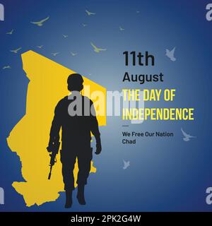 Chad Independence Day Social Media Post, Greeting Card, Vector Illustration. 11th of August Chadian National Holiday Day. Stock Vector