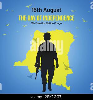 Congo Independence Day Social Media Post, Greeting Card, Vector Illustration. 15th of August Congolese National Holiday Day. Stock Vector