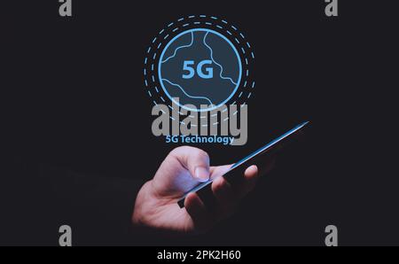 5G technology have revolutionized the way we communicate Stock Photo