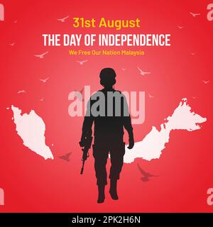 Malaysia Independence Day Social Media Post, Greeting Card, Vector Illustration Design. 31st of August Malaysians National Holiday Day. Stock Vector