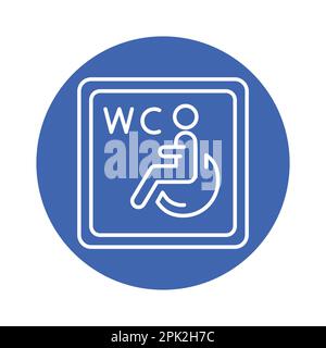 Disabled toilet color line icon. Disability. Isolated vector element. Outline pictogram for web page, mobile app, promo Stock Vector