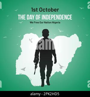 Nigeria Independence Day Social Media Post, Greeting Card, Vector Illustration Design. 1st of October Nigerian National Holiday Day. Stock Vector