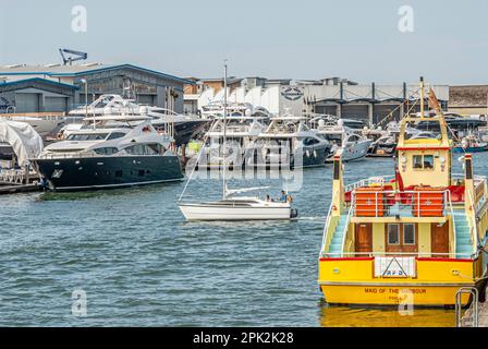 Sunseeker Ship Yard at Poole Harbour, a large natural harbour, Dorset, England Stock Photo