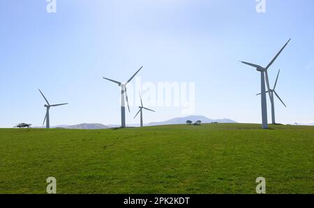 Wind turbines in Wharrel's Hill Wind Farm near Bothel in the northern Lake District, Cumbria Stock Photo