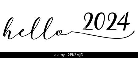 Hello 2024 - lettering vector isolated on white background Stock Vector