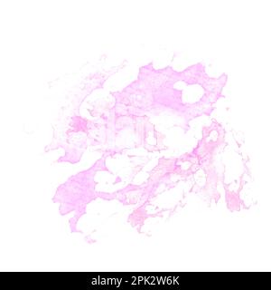 A stain of watercolor on white background, the pink color of the watercolor. Stock Photo