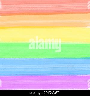 Stripe rainbow color of LBGT, watercolor of colorful stripes, red, orange, yellow, green, blue and purple. Stock Photo