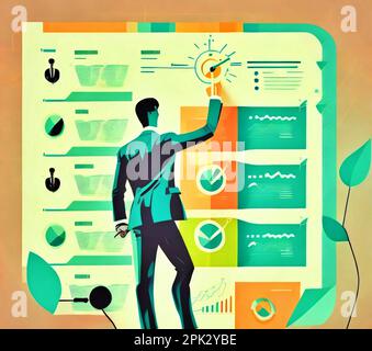 Project management , updating planning schedule with charts at the office to communicate on task progress and plan the next deliverables Stock Photo